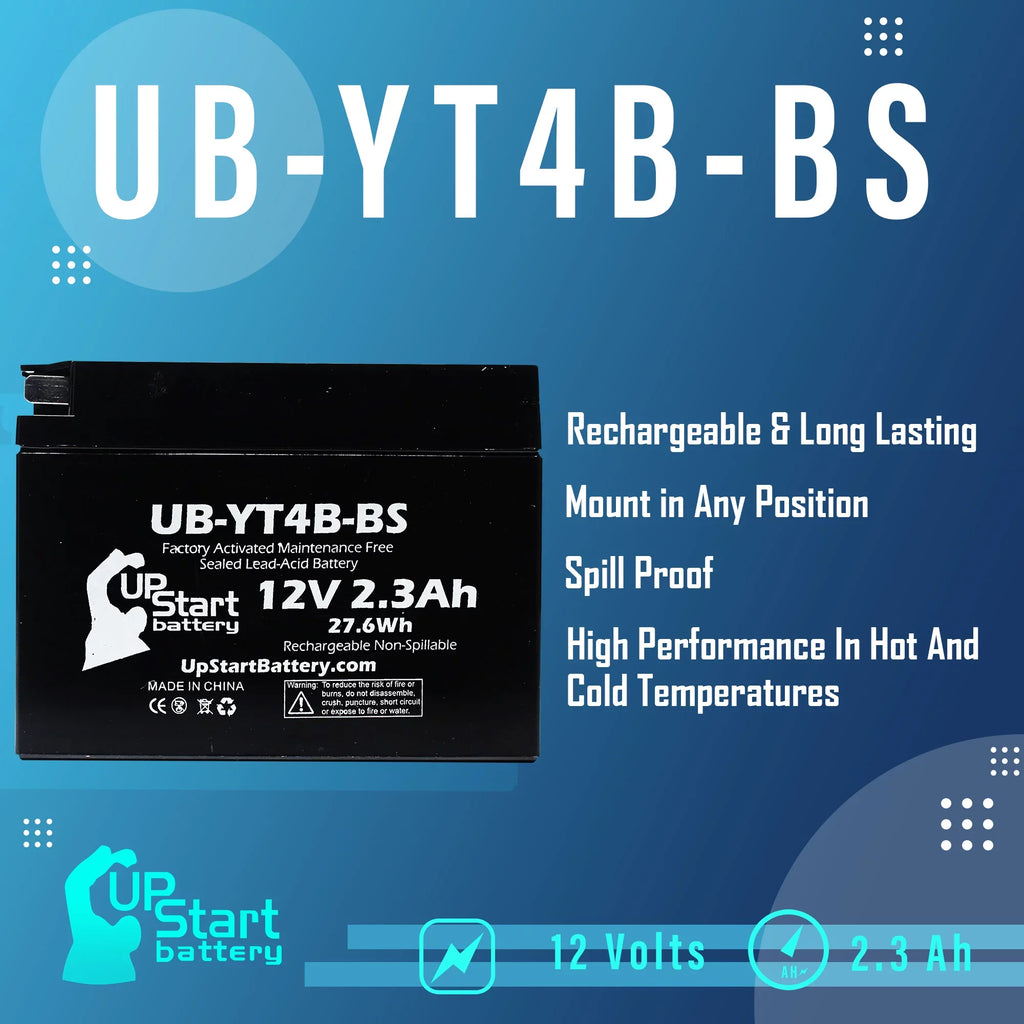 2004 Maintenance 400CC 2.3Ah, Yamaha Battery UB-YT4B-BS UpStart Motorcycle Activated, Replacement Battery Free, Factory for 5-Pack 12V, SR400 -