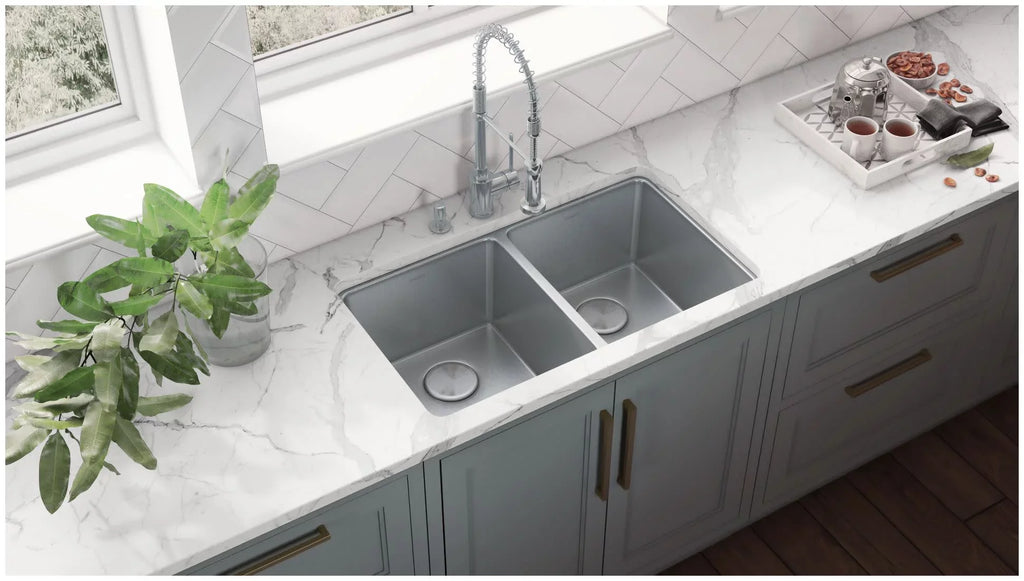 Steel RVM5099 31 USA Stainless Bowl Gauge Kitchen Undermount Ruvati Double 50-50 Sink 16 in.