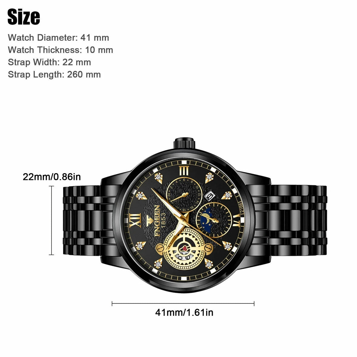 Steel Stainless Waterproof Wristwatch Classic Watch Men's Quartz Luxury Luminous