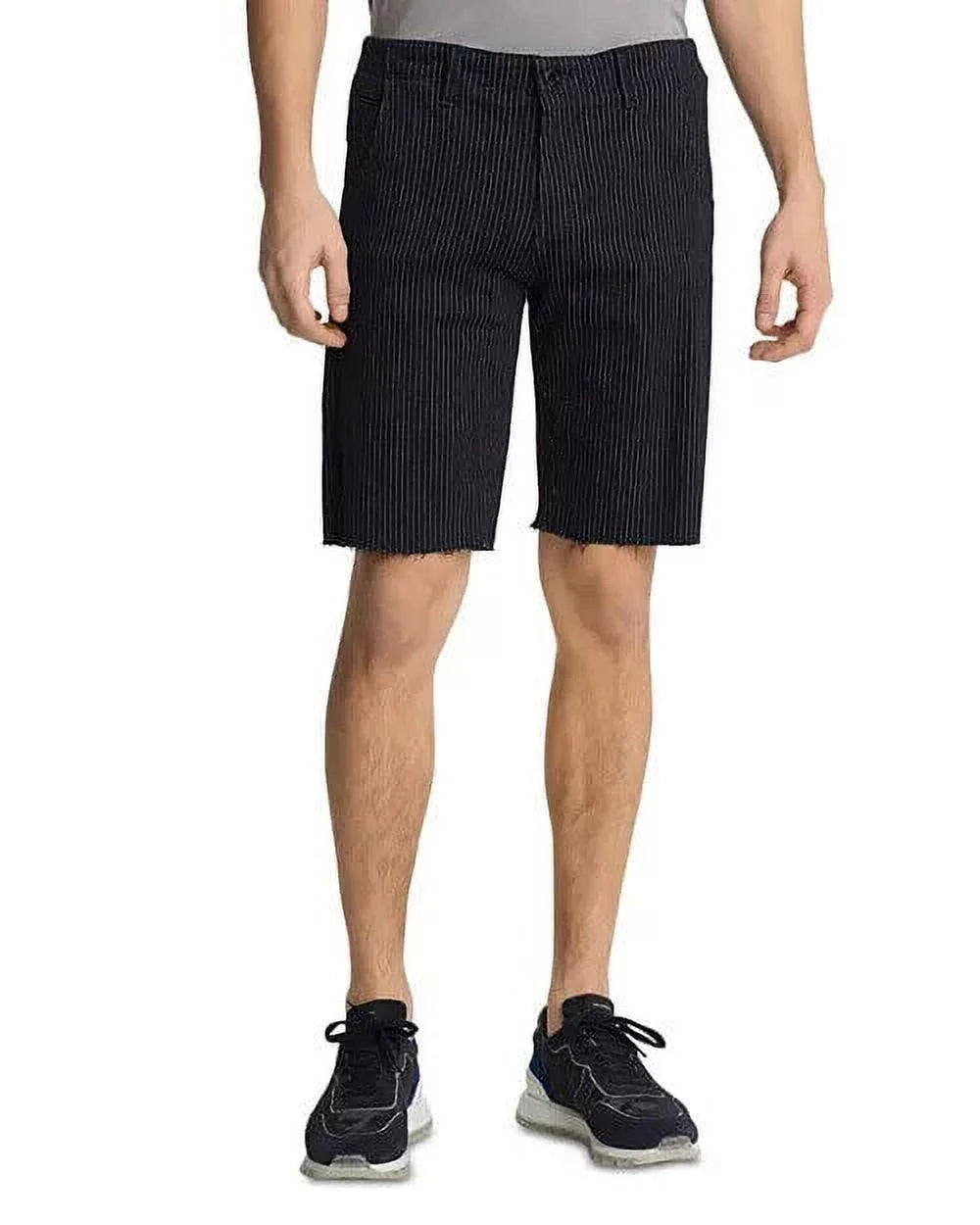 $129 Pinstripe Fit Hem Lagerfeld Regular MSRP Mens black Karl Shorts 30 Raw Size