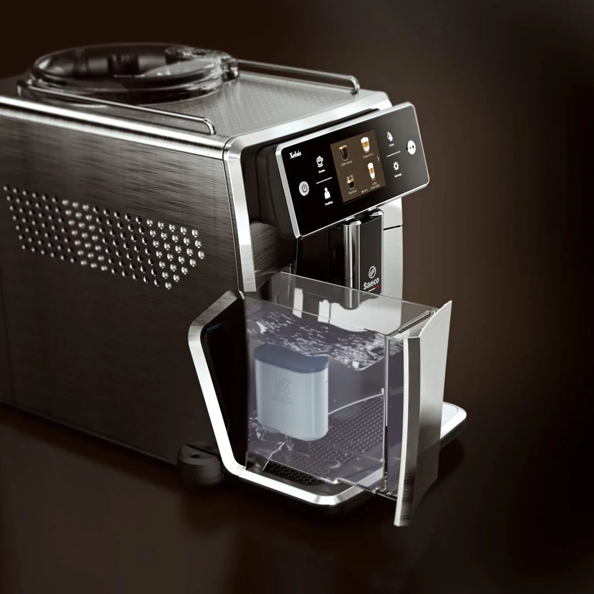 Super Metal SM7684/04 Titanium Machine, Automatic Saeco Front Espresso Xelsis