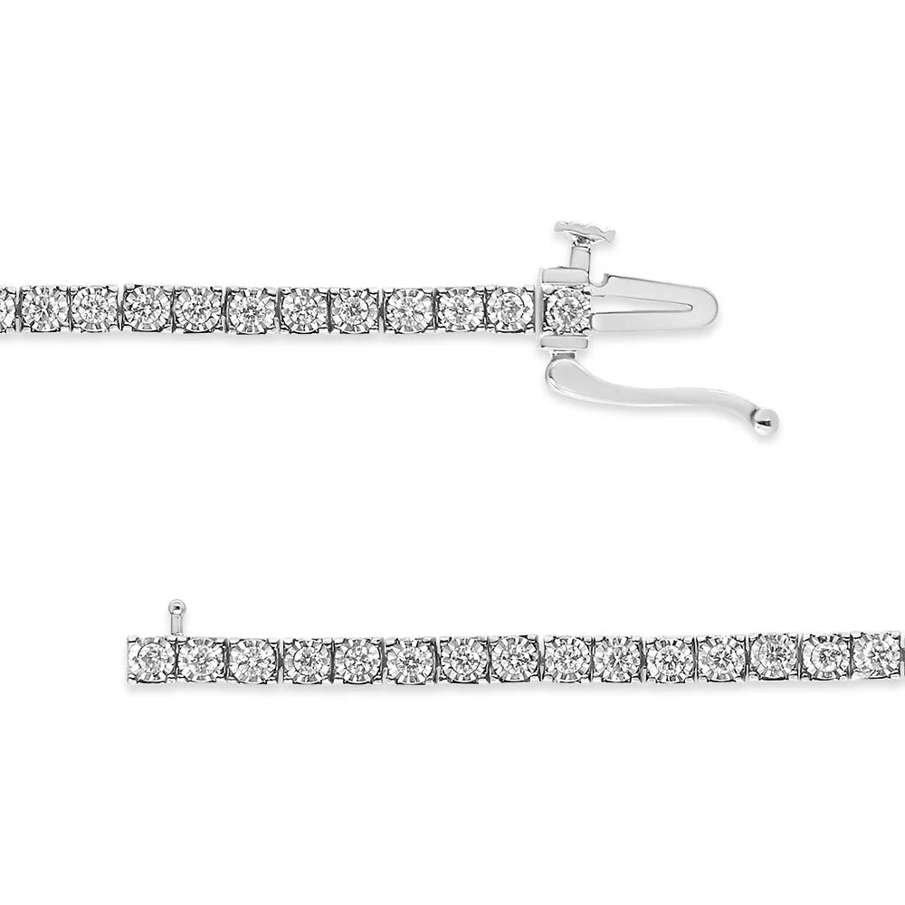 Set Clarity) VS2-SI1 Diamond Miracle (F-G White Cttw Size Bracelet Round-Cut 1.0 14K Lab Color, Gold Tennis Illusion 7" Grown