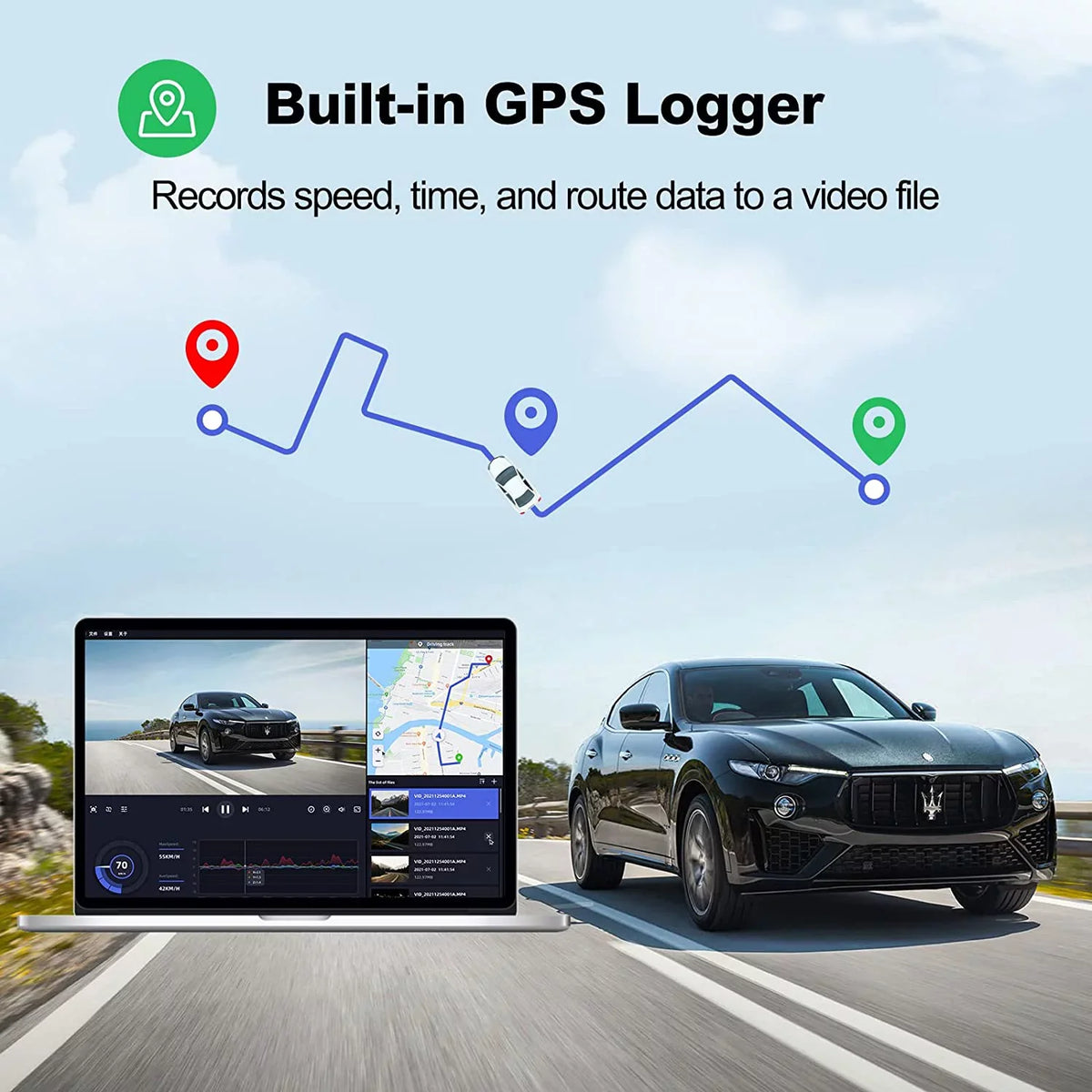 Magnetic WiFi Dual Mode, Front and Record Dam, G-Sensor, App Built-in Dash Night Super Control, Dash D32 Cars Accident Camera Cam Rear, for Mount, Yeecore 2.5K+1080P Parking Portable Vision, GPS, Dash