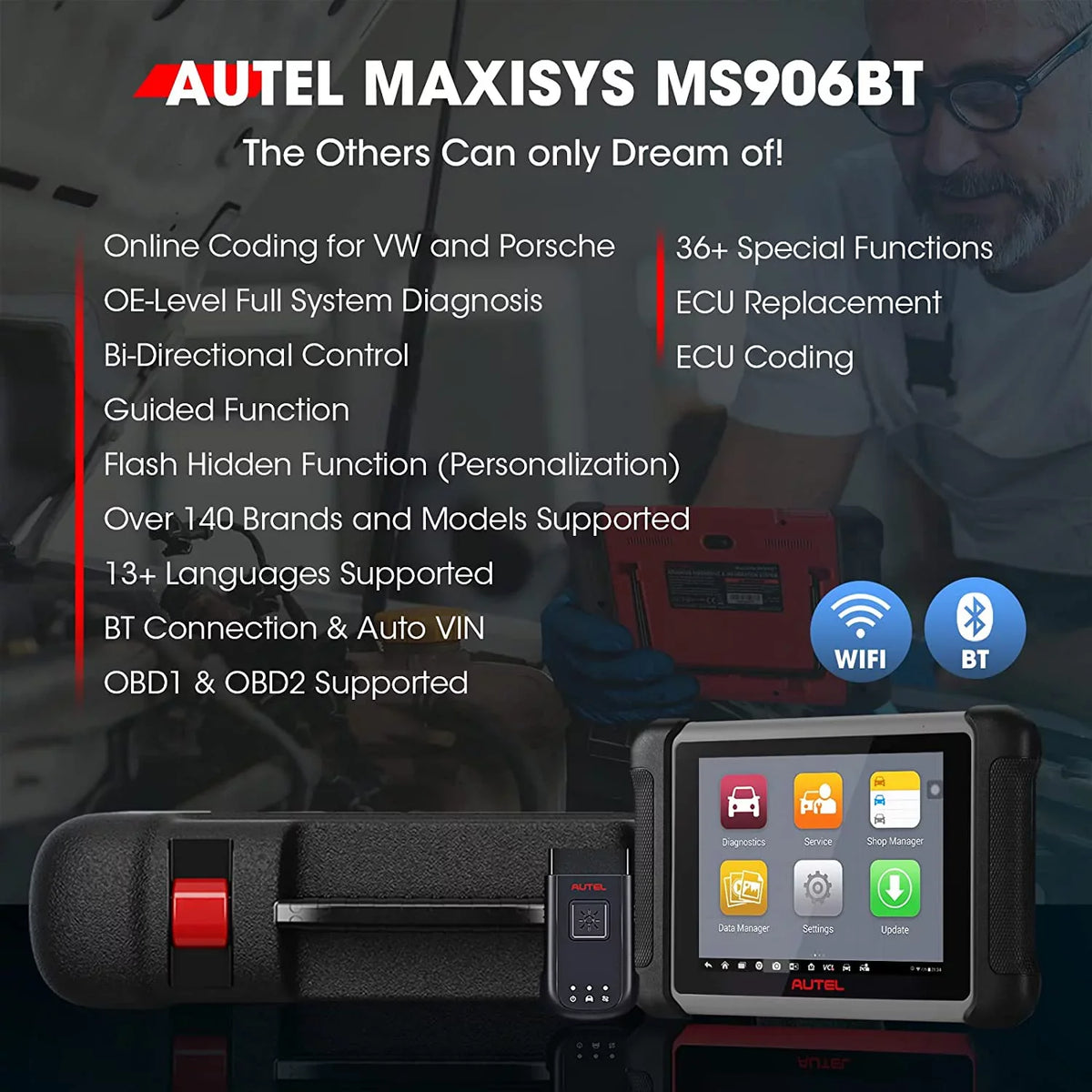 Control, MK906 Pro/ Same Pro/ Autel Tool MS906BT MaxiSys Services Scan Bi-Directional MK908 Diagnostic as Car MS906 36+
