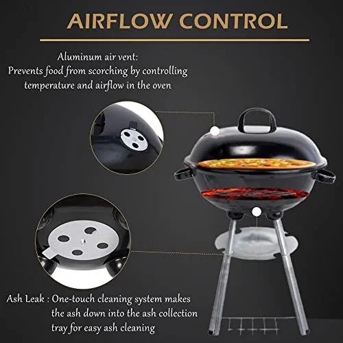 Grilling Grill Backyard BBQ Black) Kettle Charcoal & Pitmaster Grill Tailgating Stainless & for (18" Steaks, Backyard Burgers, Steel Portable Standing Cooking Outdoor