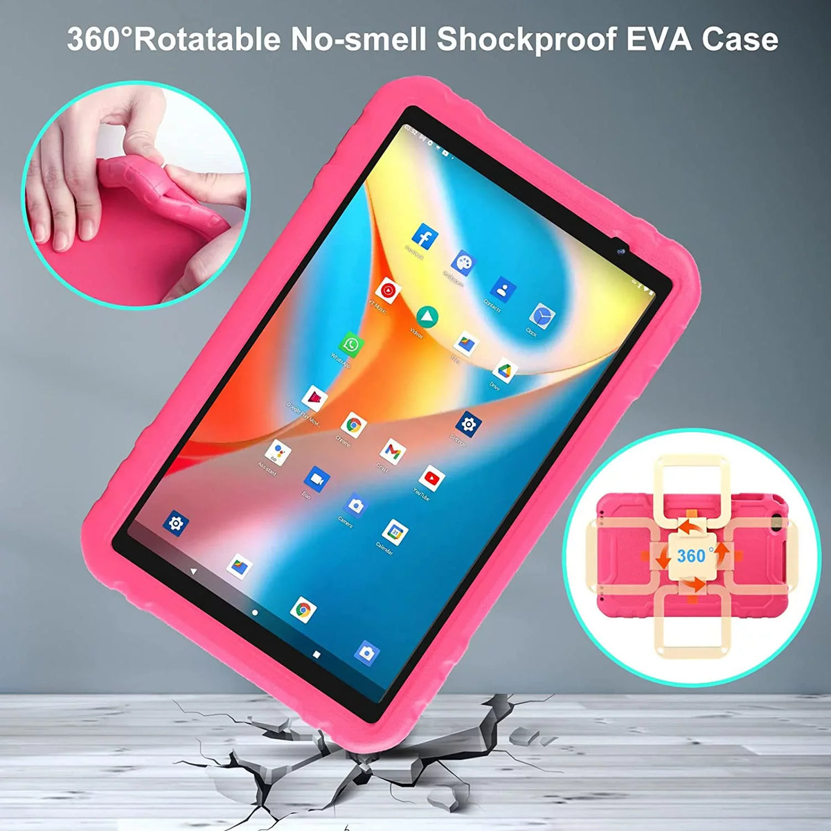 Tablets Pink inch 64GB 11 IPS HD 4GB Tablet 10 Case Android Touchscreen Split Kids Screen Drop-Proof ROM Wifi RAM