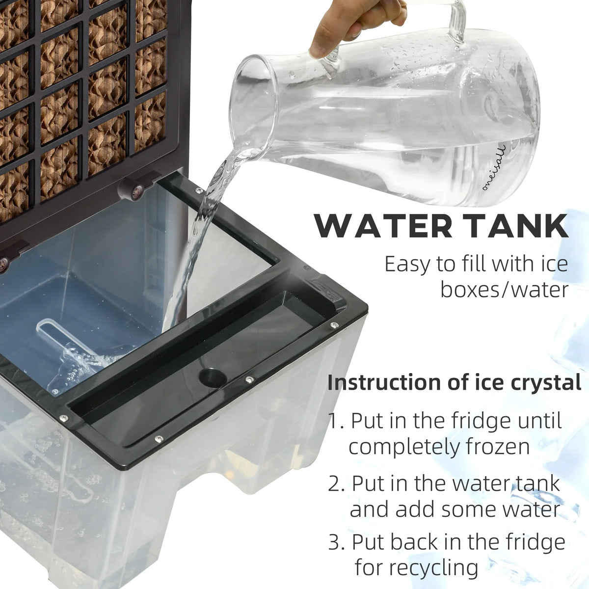 Air Black Mobile 3-In-1 HOMCOM Remote Evaporative with Oscillating Cooler